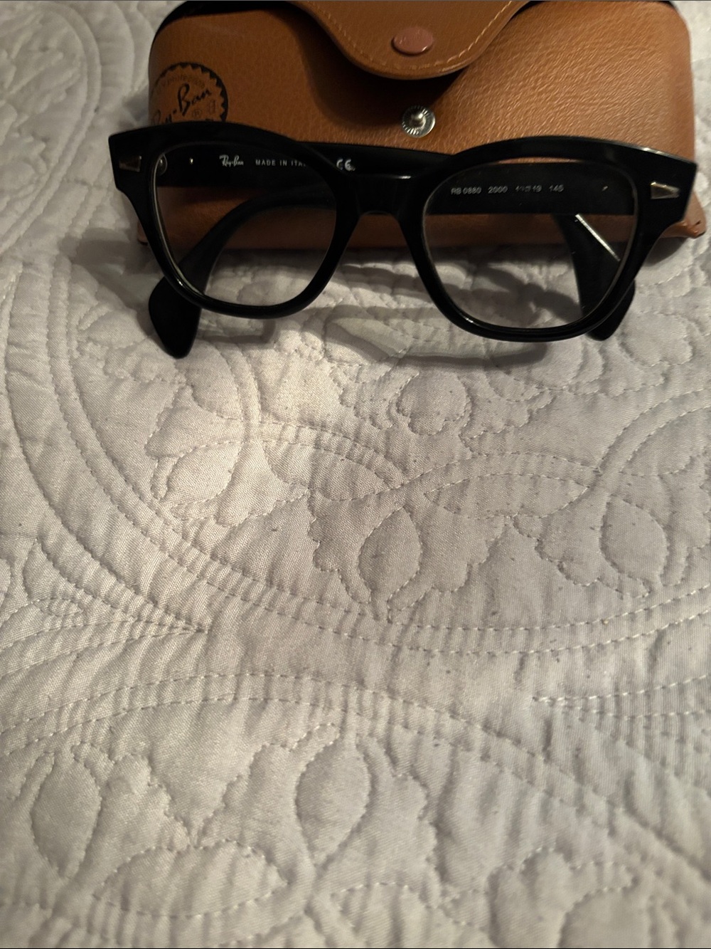 Ray-Ban Black RB0880 Glasses with Brown Leather Case
